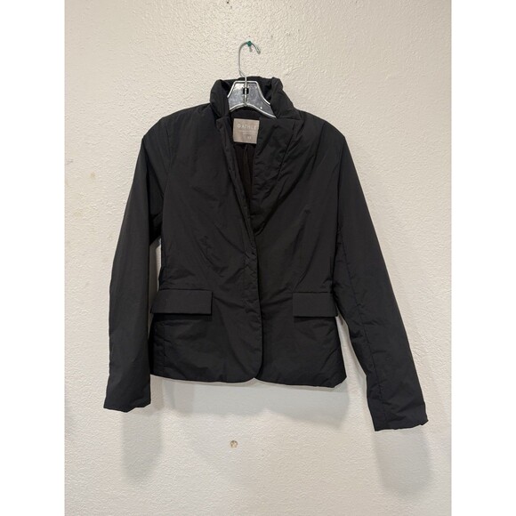 Athleta Evolution Blazer Puffer Jacket Womens Xs Black Snap Button Primaloft - Picture 1 of 8
